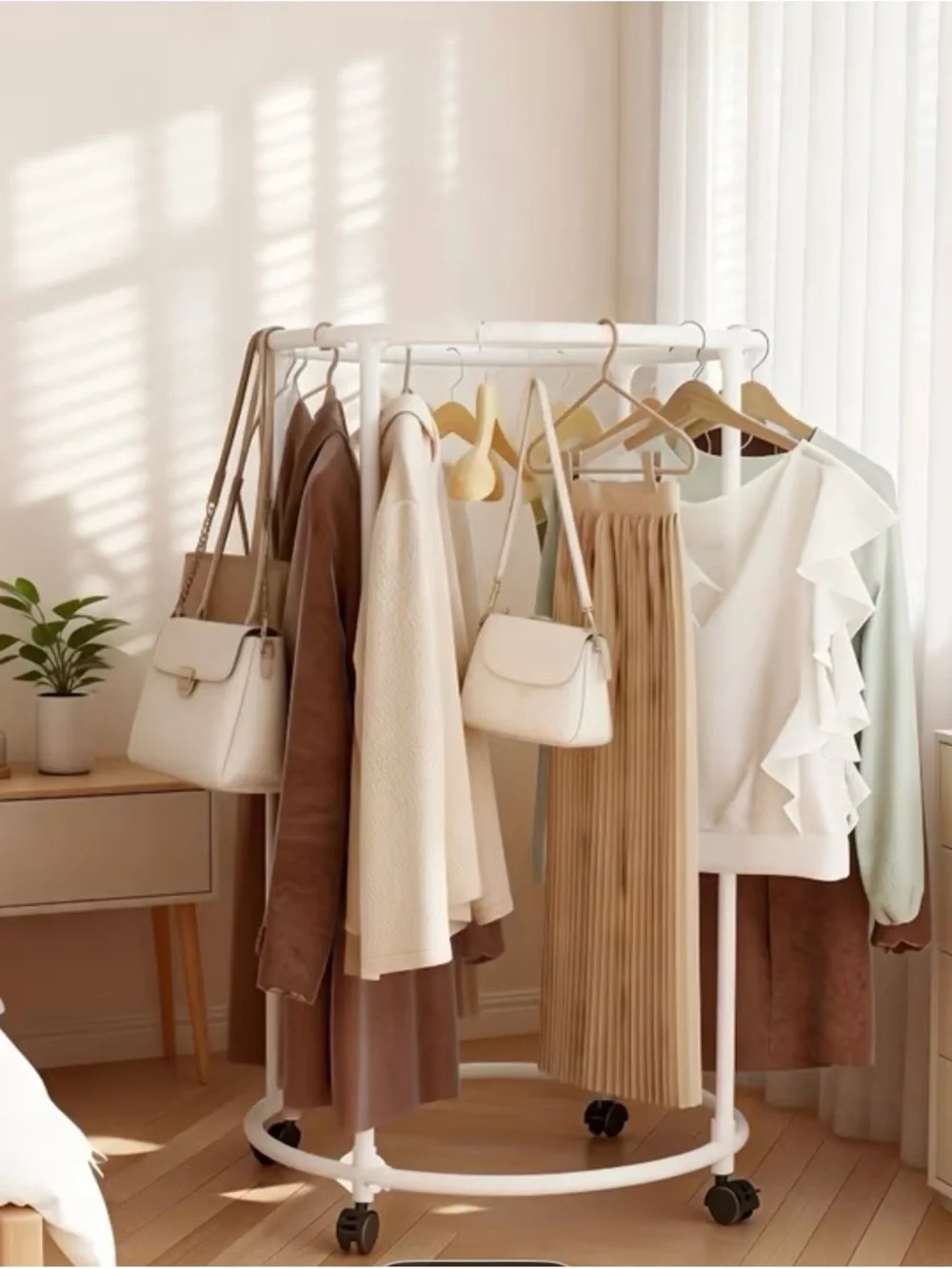 New Heavy-Duty Rotating Round Clothes Hanger & Drying Rack - White